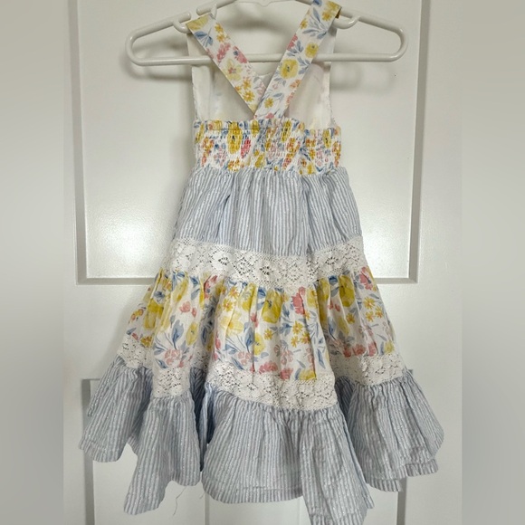 Tommy Bahama Toddler Girl Floral Dress | Size 18 mo| Lace Trim Tiered Sundress - Picture 3 of 5